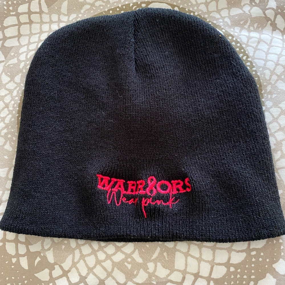 Warriors Wear Pink Black Beanie